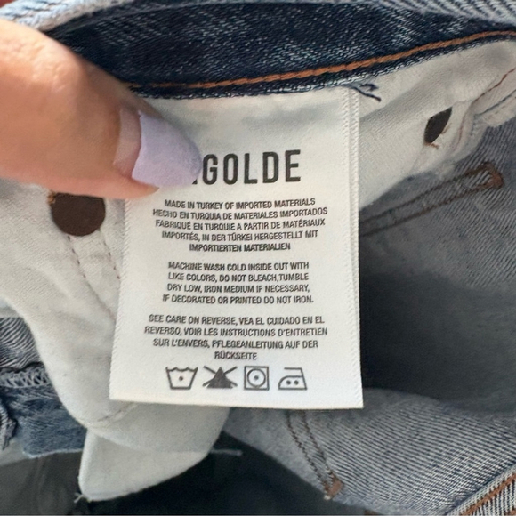 AGOLDE Riley High Rise Straight Cropped Distressed Denim Sz 31 - Picture 9 of 11